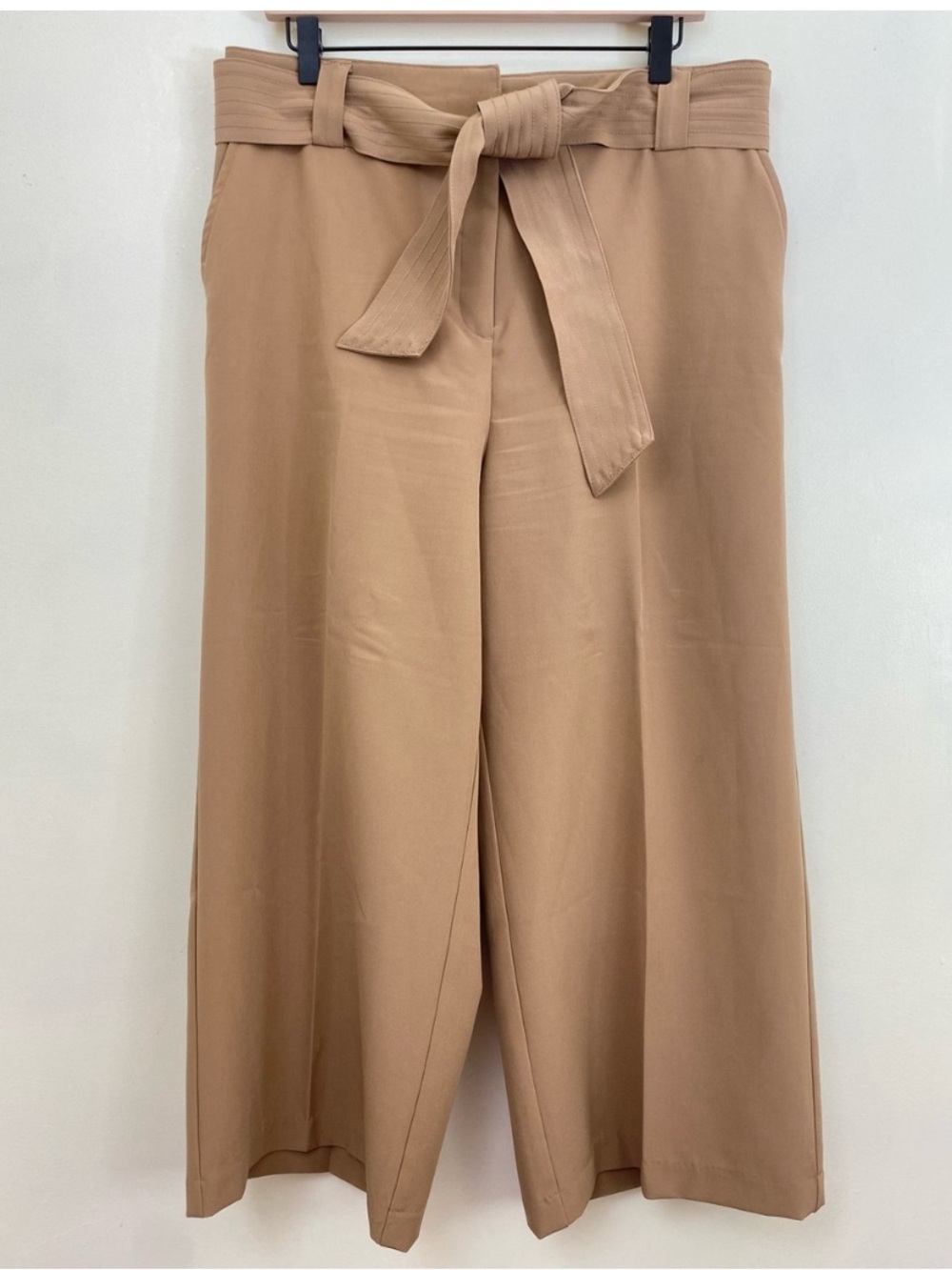 Joie Belted Wide Leg Trousers Tan Camel High Waist Crop Pants Size 14